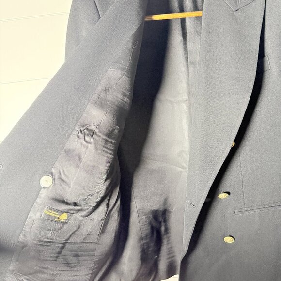 Bowdon Wool Double Breasted Blazer Women's Black Size 6 Brass Colored Buttons - Picture 4 of 10